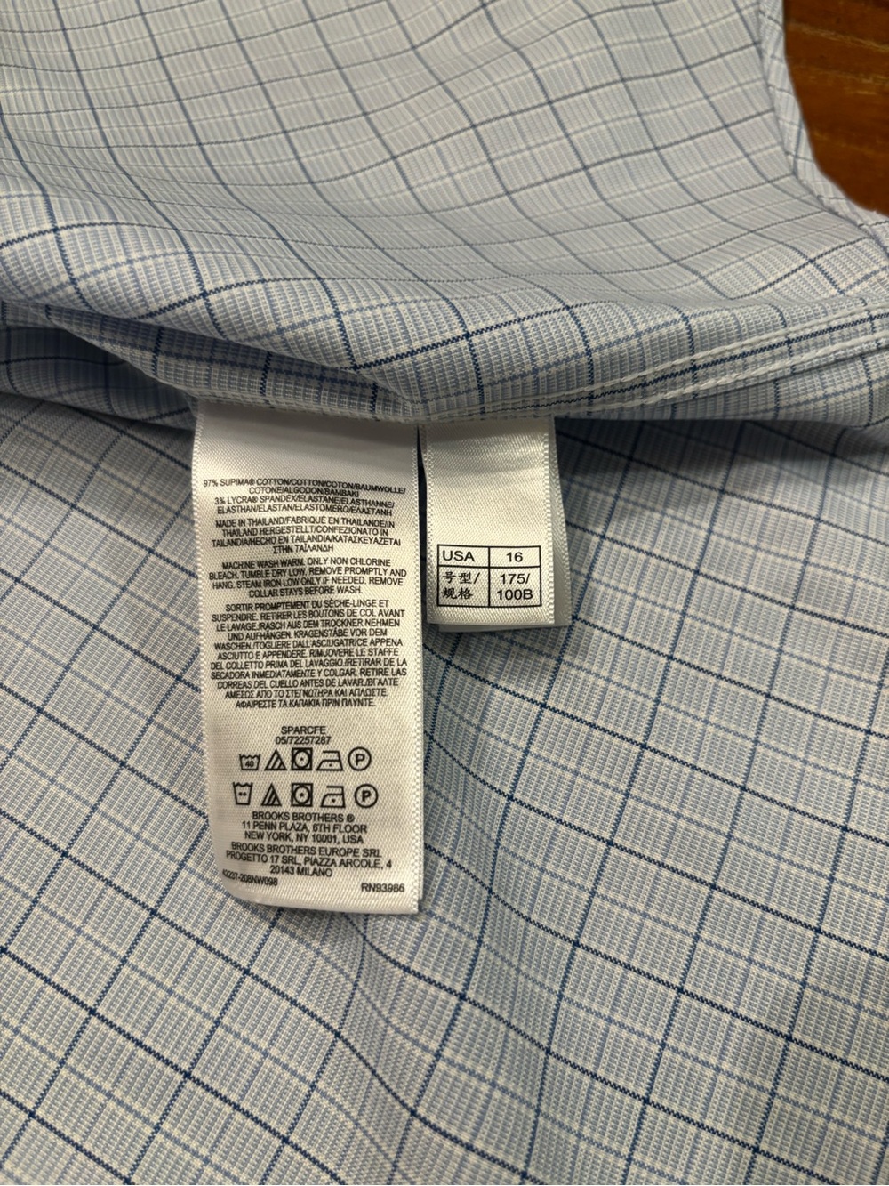 Brooks Brothers Men’s Blue Windowpane Dress Shirt Size 16-34 - Picture 7 of 7